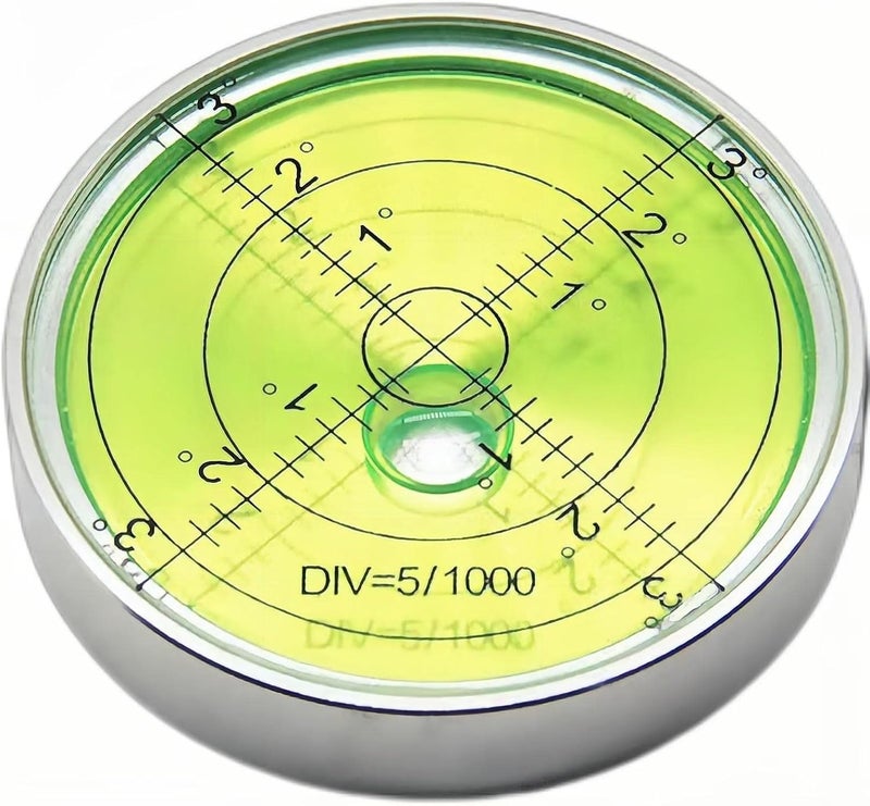 BUBLEVL Circular Bubble Levels 2.4 Inch 60mm Accuracy 15'/2 Round High Precision Aluminium Bullseye RV leveling Bubble Levels For Motorhome, Camping, Trailer, Construction, CNC machine(Circular-6012silver) - Image 1